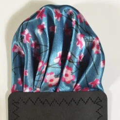 Blue With Pink Flowers Pre-Folded Pocket Square Insert -Fashion Formal Wear Store VA PPO 003 5 85541.1672781052