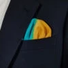 100% Silk Pre-Folded Pocket Square Insert - Teal And Gold -Fashion Formal Wear Store VA PSI 0950Fa 87215.1646760261