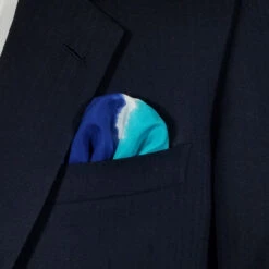 100% Silk Pre-Folded Pocket Square Insert - Teal And Royal -Fashion Formal Wear Store VA PSI 0951Fa 35617.1646760172