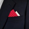 Two-Tone Red Polka Dots With White 100% Cotton Pre-Folded Pocket Square Insert -Fashion Formal Wear Store VA W2PT 002 06710.1676398555