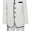 Vinci White Banded Collar Two-Tone Fashion Suit - Slim Fit 1 Vinci White Banded Collar Two-Tone Fashion Suit - Slim Fit -Fashion Formal Wear Store VCI S4HT 1 WH 40367.1536356880