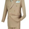 Vinci Beige Double-Breasted Suit With Pleated Slacks -Fashion Formal Wear Store VCI SU DC900 1 BGE 31792.1523576377