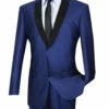Vinci Sheened Navy Contrasting Notched Shawl Collar Suit - Slim Fit -Fashion Formal Wear Store VCI SU S2PS 1 DBL 71284.1579814926