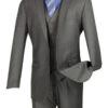 Vinci 2-Button Heather Grey Suit With Vest - Slim Fit -Fashion Formal Wear Store VCI SU SV2900 HGY 31838.1580788511