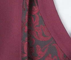 Vinci 3 Piece Collar-less Floral Pattern Vested Fancy Suit - Burgundy -Fashion Formal Wear Store VCI SU SV2HT 2 BG 3 79183.1581494972