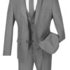 Vinci 2-Button Trimmed Grey Suit With Vest - Slim Fit 1 Vinci 2-Button Trimmed Grey Suit With Vest - Slim Fit -Fashion Formal Wear Store VCI SU SV2T 8 GY 27956.1545081364