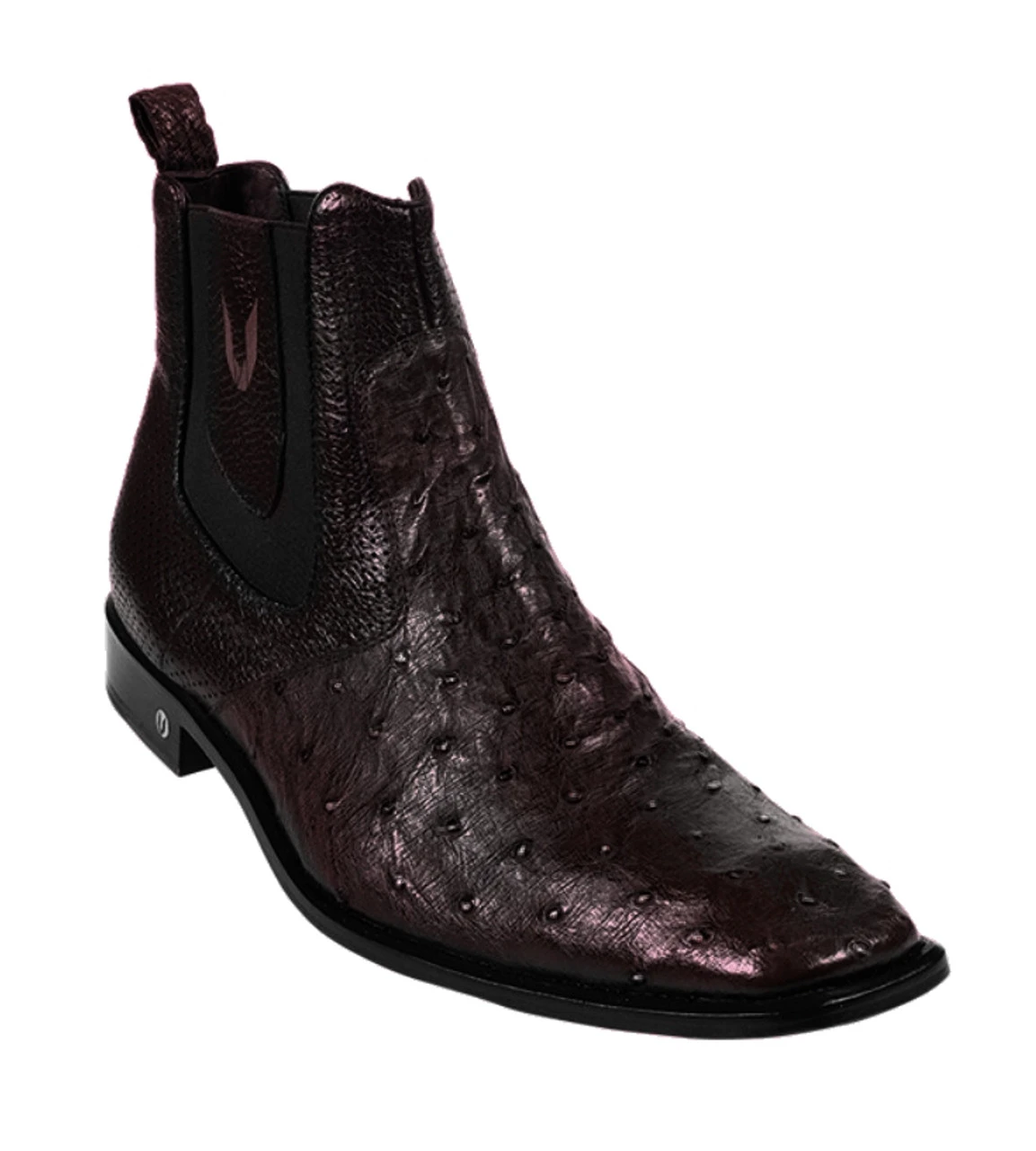 Vestigium Genuine Ostrich Quill & Calf Ankle Dress Boot - Black Cherry 3 Vestigium Genuine Ostrich Quill & Calf Ankle Dress Boot - Black Cherry