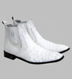 Vestigium Genuine Ostrich Quill & Calf Ankle Dress Boot -Fashion Formal Wear Store VGM 7BV0103 WH 85953.1520024848