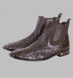 Vestigium Genuine Ostrich Quill & Calf Ankle Dress Boot -Fashion Formal Wear Store VGM 7BV010307 BR 2 68416.1520024848