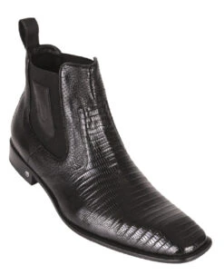 Vestigium Genuine Teju Lizard & Calf Ankle Dress Boot - Black