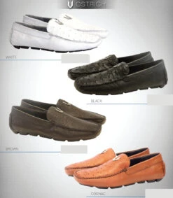 Vestigium Genuine Ostrich Quill & Calf Moc Driver Loafer -Fashion Formal Wear Store VGM 7ZC0303 Colors 55405.1610997915