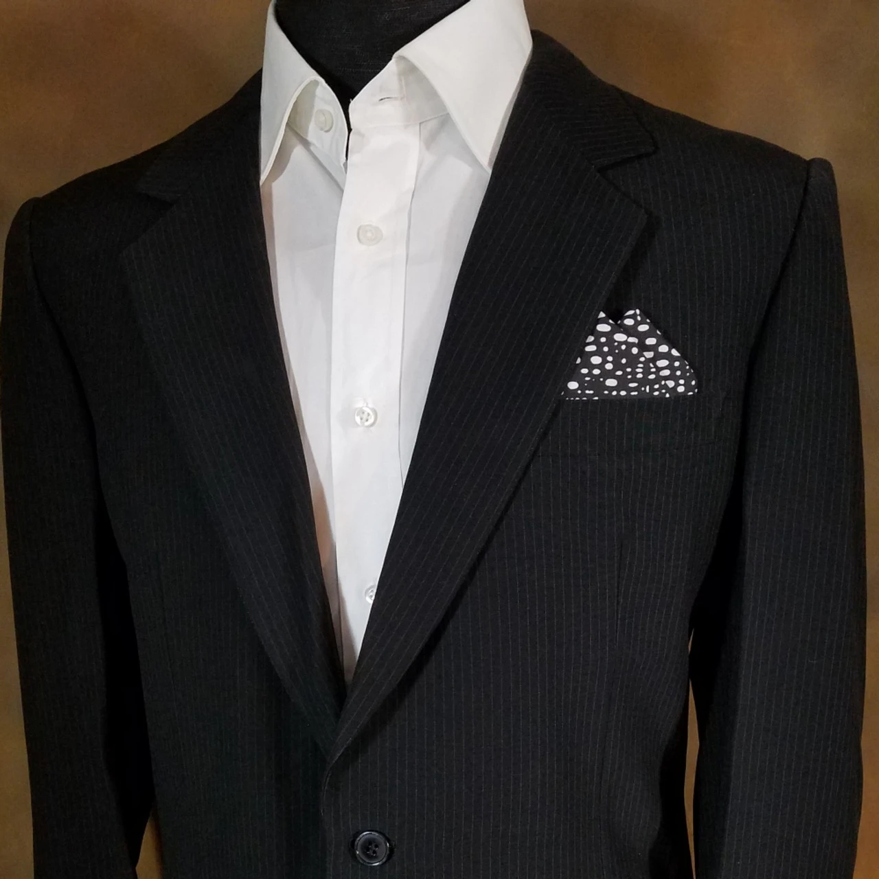 100% Cotton Pre-Folded Pocket Square Handkerchief Insert - White On Black Abstract Ovals 4 100% Cotton Pre-Folded Pocket Square Handkerchief Insert - White On Black Abstract Ovals - Image 2