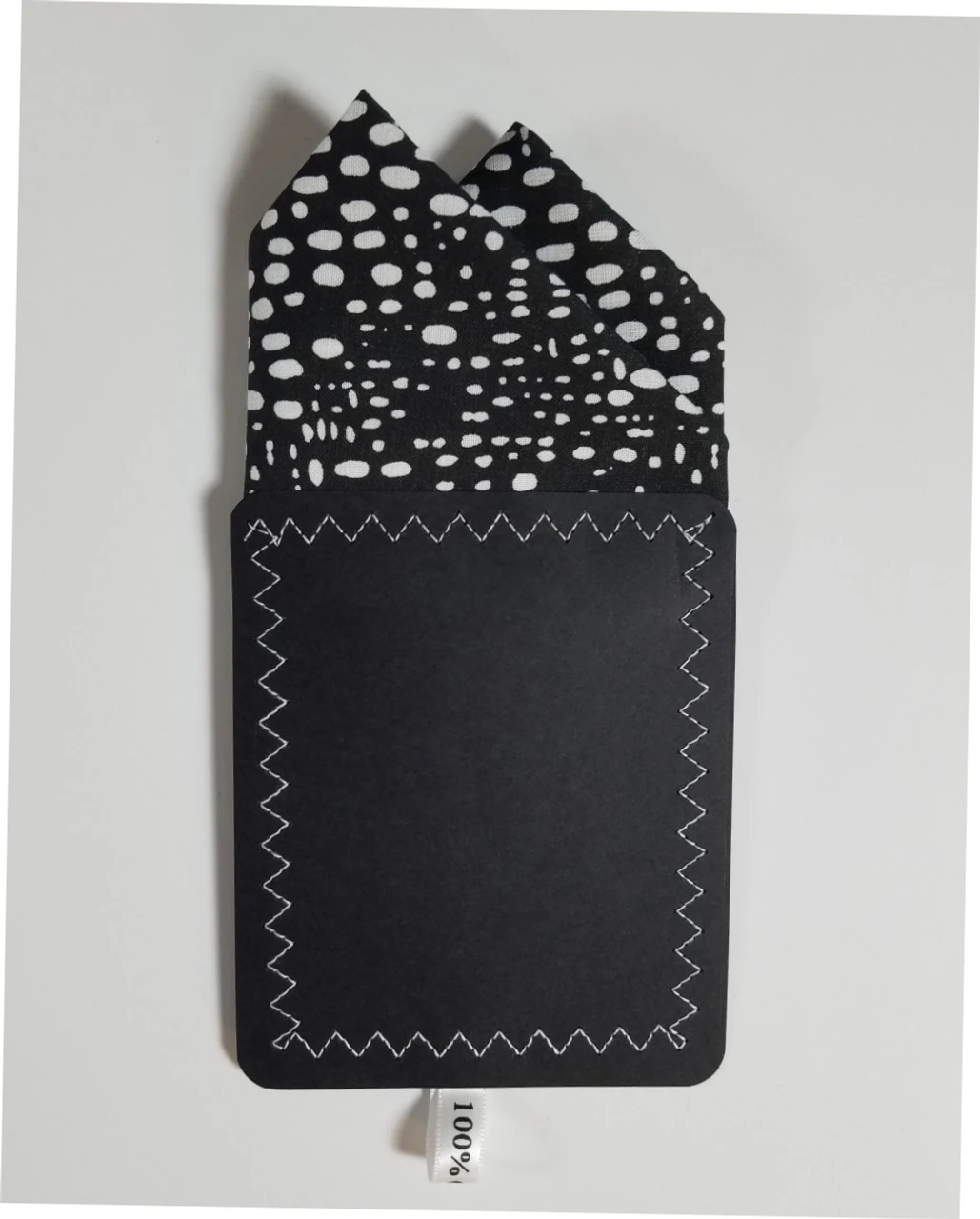 100% Cotton Pre-Folded Pocket Square Handkerchief Insert - White On Black Abstract Ovals 5 100% Cotton Pre-Folded Pocket Square Handkerchief Insert - White On Black Abstract Ovals - Image 3