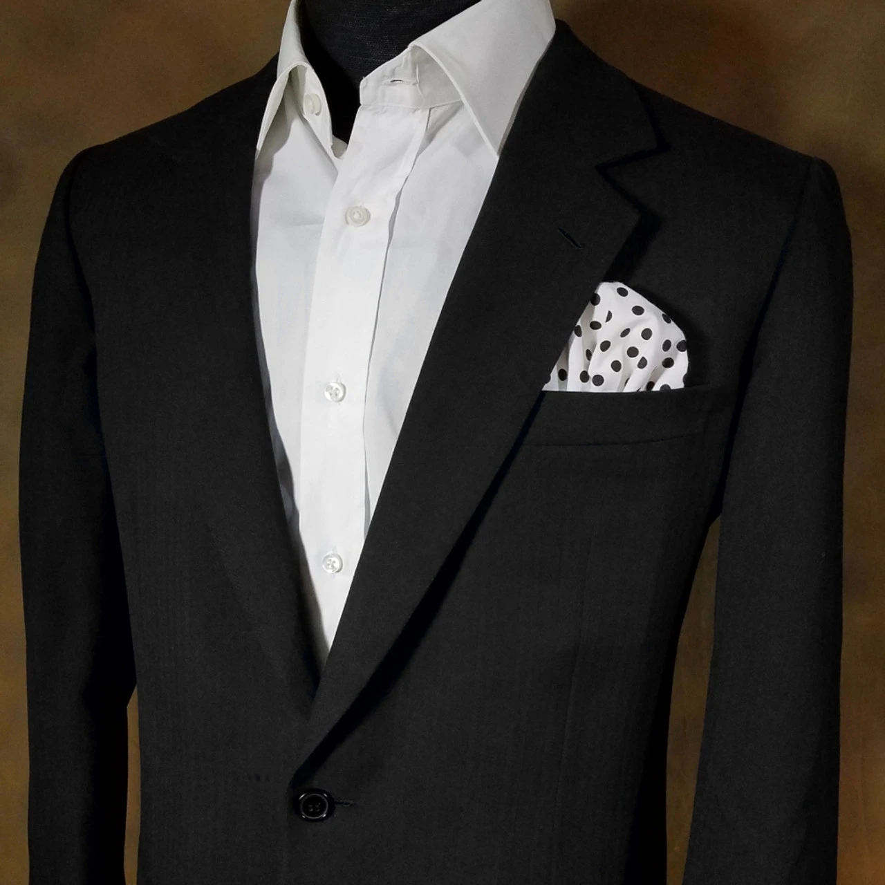 Black Polka Dots On White 100% Cotton Pre-Folded Pocket Square Handkerchief Insert 4 Black Polka Dots On White 100% Cotton Pre-Folded Pocket Square Handkerchief Insert - Image 2