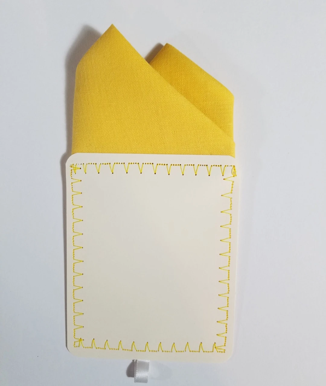 100% Linen Pre-Folded Pocket Square Handkerchief Insert - Yellow 2 Point 4 100% Linen Pre-Folded Pocket Square Handkerchief Insert - Yellow 2 Point - Image 2