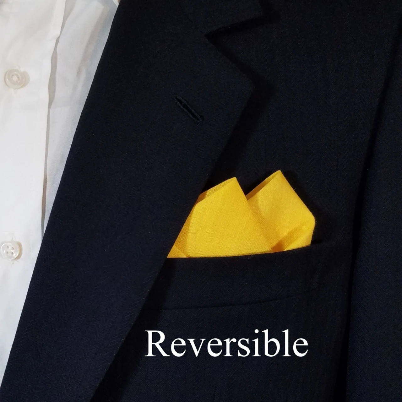 100% Linen Pre-Folded Pocket Square Handkerchief Insert - Yellow 2 Point 7 100% Linen Pre-Folded Pocket Square Handkerchief Insert - Yellow 2 Point - Image 5