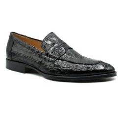 Zelli 100% Caiman Crocodile Italian Penny Long Toe Loafer - Black -Fashion Formal Wear Store ZEL 11 201 B 2 79791.1675113179
