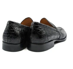 Zelli 100% Caiman Crocodile Italian Penny Long Toe Loafer - Black -Fashion Formal Wear Store ZEL 11 201 B 4 62639.1675113171