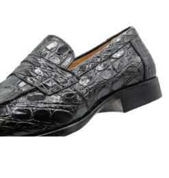 Zelli 100% Caiman Crocodile Italian Penny Long Toe Loafer - Black -Fashion Formal Wear Store ZEL 11 201 B 5 84142.1675113454