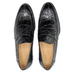 Zelli 100% Caiman Crocodile Italian Penny Long Toe Loafer - Black -Fashion Formal Wear Store ZEL 11 201 B 7 34434.1675113453