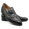 Zelli 100% Caiman Crocodile Italian Penny Long Toe Loafer - Black -Fashion Formal Wear Store ZEL 11 201 B 08926.1675113190