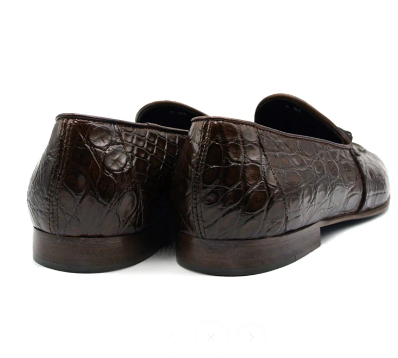 Zelli 100% Caiman Crocodile Italian Tassel Long Toe Loafer - Dark Brown 5 Zelli 100% Caiman Crocodile Italian Tassel Long Toe Loafer - Dark Brown - Image 3