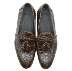 Zelli 100% Caiman Crocodile Italian Tassel Long Toe Loafer - Dark Brown 13 Zelli 100% Caiman Crocodile Italian Tassel Long Toe Loafer - Dark Brown -Fashion Formal Wear Store ZEL 11 215 BR 4 39629.1675195666