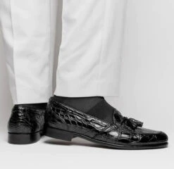 Zelli 100% Caiman Crocodile Italian Tassel Loafer - Black 14 Zelli 100% Caiman Crocodile Italian Tassel Loafer - Black -Fashion Formal Wear Store ZEL 11 582 B 6 28569.1675189674