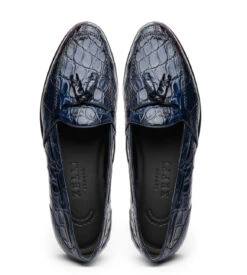 Zelli 100% Caiman Crocodile Italian Tassel Loafer - Navy Blue 13 Zelli 100% Caiman Crocodile Italian Tassel Loafer - Navy Blue -Fashion Formal Wear Store ZEL 11 582 BL 4 26576.1675191153