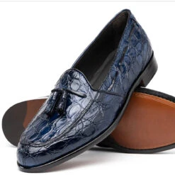 Zelli 100% Caiman Crocodile Italian Tassel Loafer - Navy Blue 12 Zelli 100% Caiman Crocodile Italian Tassel Loafer - Navy Blue -Fashion Formal Wear Store ZEL 11 582 BL A 40856.1675191153