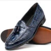 Zelli 100% Caiman Crocodile Italian Tassel Loafer - Navy Blue -Fashion Formal Wear Store ZEL 11 582 BL A 98999.1675191161