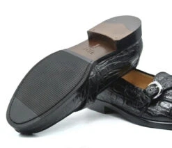 Zelli 100% Caiman Crocodile Italian Buckle Loafer - Black -Fashion Formal Wear Store ZEL 11 593 B 4 67491.1675194011