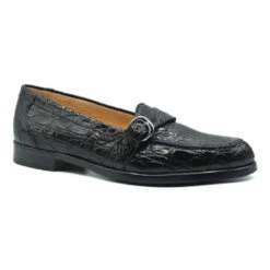 Zelli 100% Caiman Crocodile Italian Buckle Loafer - Black -Fashion Formal Wear Store ZEL 11 593 B 82036.1675194011