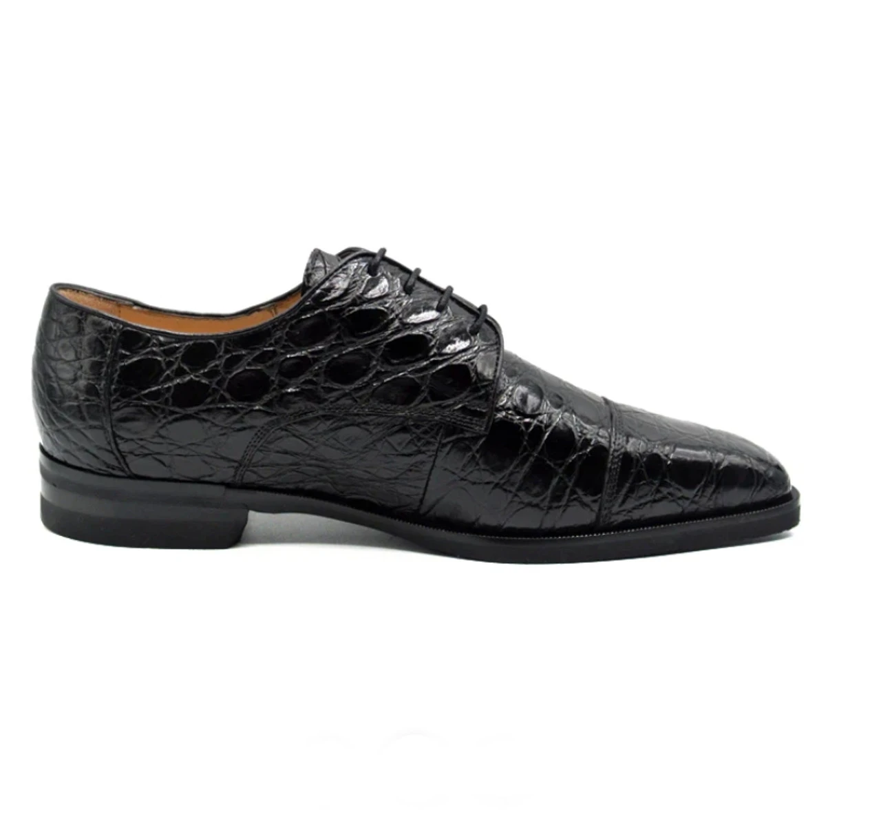 Zelli 100% Caiman Crocodile Italian Lace Up Cap Toe - Black 4 Zelli 100% Caiman Crocodile Italian Lace Up Cap Toe - Black - Image 2