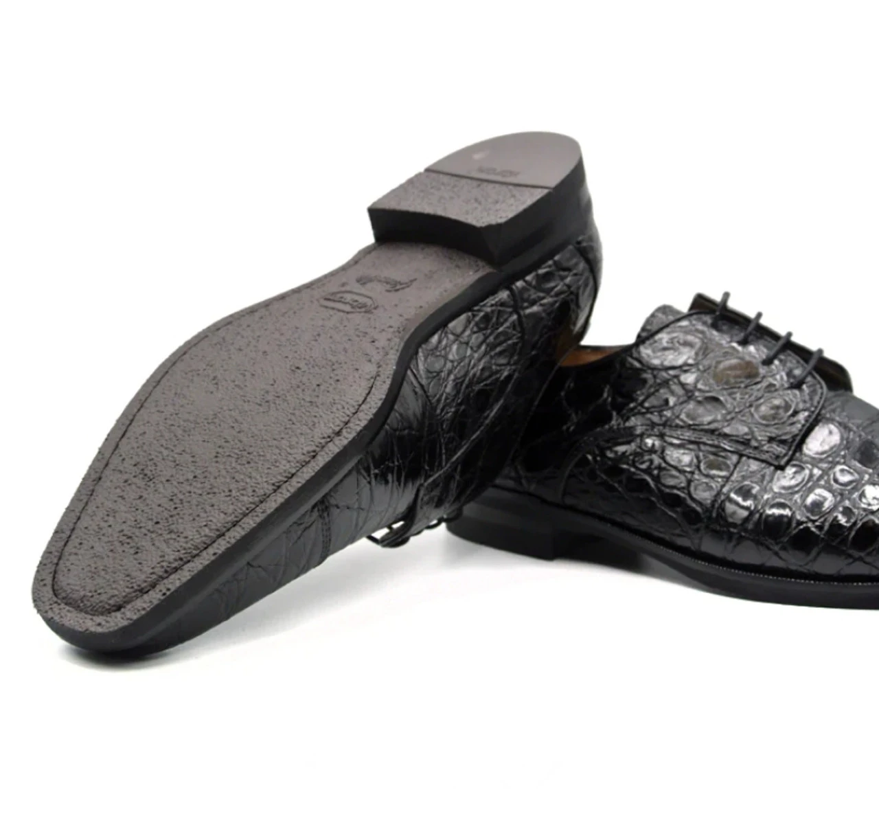 Zelli 100% Caiman Crocodile Italian Lace Up Cap Toe - Black 8 Zelli 100% Caiman Crocodile Italian Lace Up Cap Toe - Black - Image 6