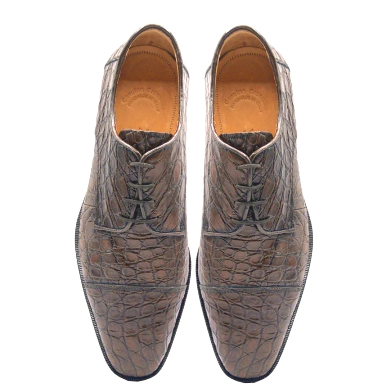 Zelli 100% Caiman Crocodile Italian Lace Up Cap Toe - Cognac 7 Zelli 100% Caiman Crocodile Italian Lace Up Cap Toe - Cognac - Image 5