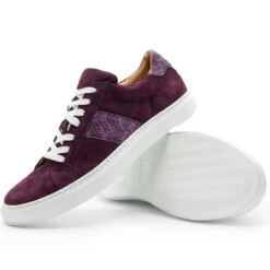Zelli 100% Genuine Python & Suede Sneaker - Bordeaux -Fashion Formal Wear Store ZEL 66 100 BGD 55756.1677189407