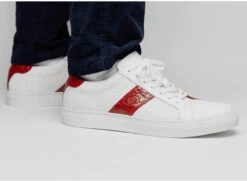 Zelli 100% Genuine Crocodile & Calfskin Sneaker - Red On White -Fashion Formal Wear Store ZEL 66 101 RD WH 2 47411.1677191950