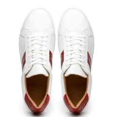 Zelli 100% Genuine Crocodile & Calfskin Sneaker - Red On White -Fashion Formal Wear Store ZEL 66 101 RD WH 6 38657.1677191950