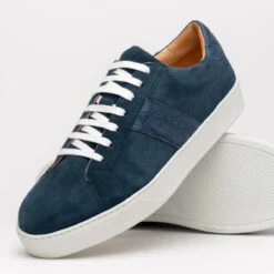 Zelli 100% Genuine Crocodile & Suede Sneaker - Sea Blue