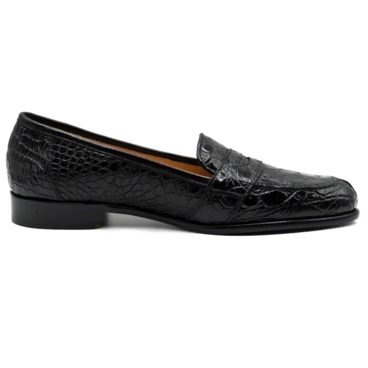 Zelli 100% Caiman Crocodile Italian Penny Loafer - Black 4 Zelli 100% Caiman Crocodile Italian Penny Loafer - Black - Image 2