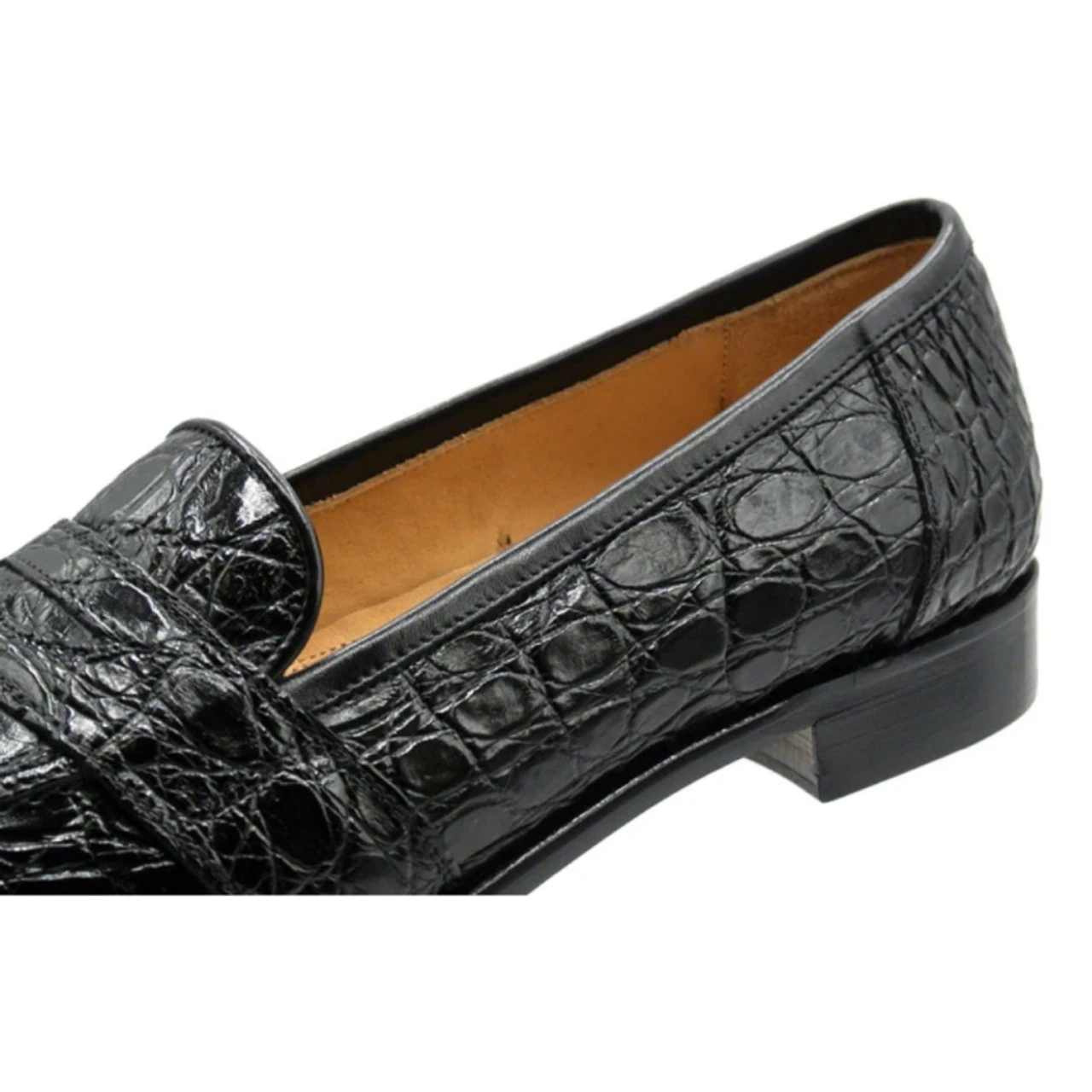 Zelli 100% Caiman Crocodile Italian Penny Loafer - Black 7 Zelli 100% Caiman Crocodile Italian Penny Loafer - Black - Image 5