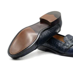 Zelli 100% Caiman Crocodile Italian Penny Loafer - Navy Blue -Fashion Formal Wear Store ZEL CRC 11 119 BL 3 18227.1675108162