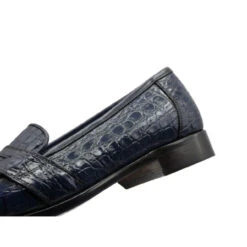 Zelli 100% Caiman Crocodile Italian Penny Loafer - Navy Blue -Fashion Formal Wear Store ZEL CRC 11 119 BL 4 63326.1675108162