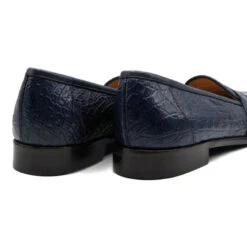 Zelli 100% Caiman Crocodile Italian Penny Loafer - Navy Blue -Fashion Formal Wear Store ZEL CRC 11 119 BL 5 98544.1675108175
