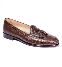 Zelli Genuine Ostrich Quill Tassel Low Vamp Italian Loafer -Fashion Formal Wear Store ZEL OST 13 581 BR 37199.1676492646