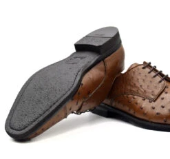 Zelli Italian 100% Genuine Ostrich Quill Cap Toe Dress Shoe -Fashion Formal Wear Store ZEL OST 23 538 BRN 3 99370.1676671221