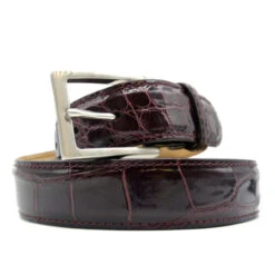 Zelli Genuine Alligator Dress Belt - Bordeaux