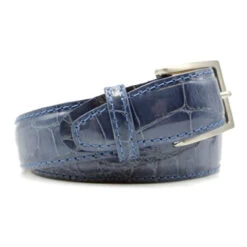 Zelli Genuine Alligator Dress Belt - Denim Blue