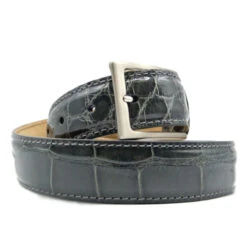Zelli Genuine Alligator Dress Belt - Grey
